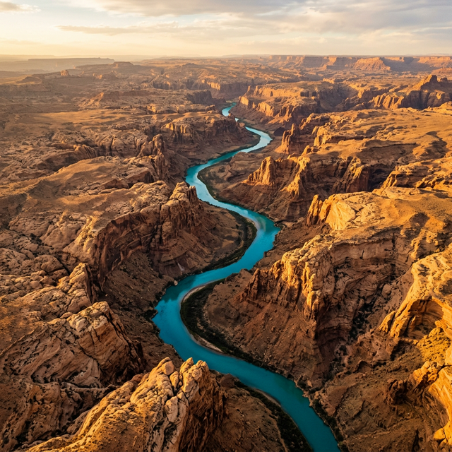 Rio serpenteando pelo deserto — imagem símbolo do movimento
